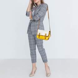 Pre Owned Coach Yellow/White Leather Park Crossbody Bag