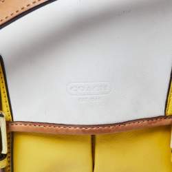 Pre Owned Coach Yellow/White Leather Park Crossbody Bag