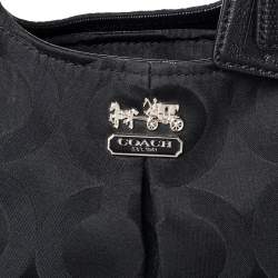 Coach Black Signature Canvas and Leather Madison Hobo