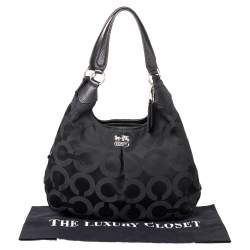 Coach Black Signature Canvas and Leather Madison Hobo