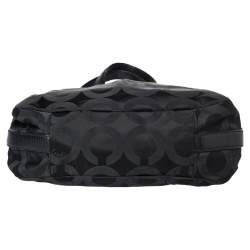 Coach Black Signature Canvas and Leather Madison Hobo