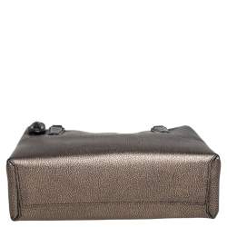 Pre Owned Coach Black/Gold Textured Leather Chain Tote