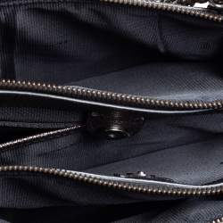 Pre Owned Coach Black/Gold Textured Leather Chain Tote