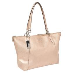 Pre Owned Coach Metallic Bronze Leather Ava Tote