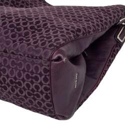 Pre Owned Coach Purple Signature Canvas And Leather Lexy Shoulder Bag