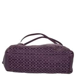 Pre Owned Coach Purple Signature Canvas And Leather Lexy Shoulder Bag