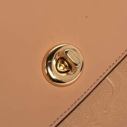 Pre Owned Coach Beige Leather Turn Lock Wallet on Chain 