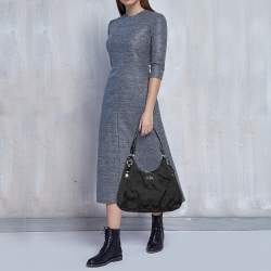 Pre Owned Coach Black Op Art Signature Canvas and Leather Madison Abigail Tote