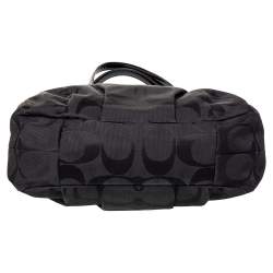 Pre Owned Coach Black Op Art Signature Canvas and Leather Madison Abigail Tote