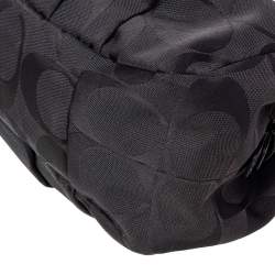 Pre Owned Coach Black Op Art Signature Canvas and Leather Madison Abigail Tote