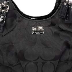 Pre Owned Coach Black Op Art Signature Canvas and Leather Madison Abigail Tote