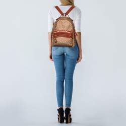 مملوكة مسبقًا Coach Beige/Brown Signature Coated Canvas and Leather Campus Backpack