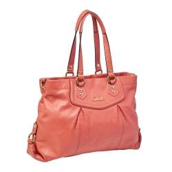 Pre Owned Coach Orange Leather Ashley Tote