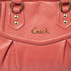 Pre Owned Coach Orange Leather Ashley Tote