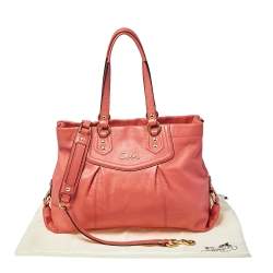 Pre Owned Coach Orange Leather Ashley Tote