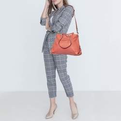 Pre Owned Coach Orange Leather Ashley Tote