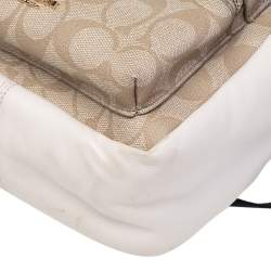 Coach Beige/Cream Signature Coated Canvas And Leather Mini Charlie Backpack
