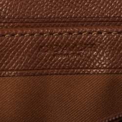 Pre Owned  Coach Beige/Brown Signature Coated Canvas and Leather Accordion Zip Around Wallet
