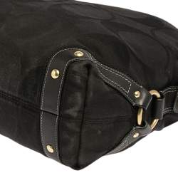Pre Owned Coach Black Signature Canvas and Leather Carly Hobo