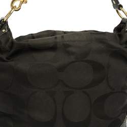 Pre Owned Coach Black Signature Canvas and Leather Carly Hobo