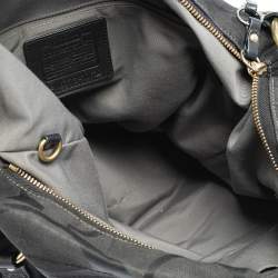 Pre Owned Coach Black Signature Canvas and Leather Carly Hobo