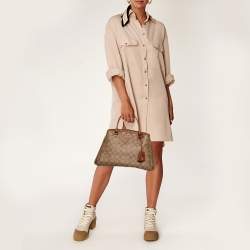 Coach Beige/Tan Signature Coated Canvas and Leather Carryall Satchel 