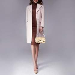 Pre Owned Coach Beige Signature Canvas And Leather Flap Shoulder Bag