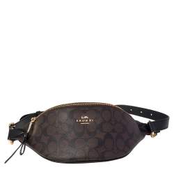 Pre Owned Coach Brown Signature Coated Canvas Belt Bag