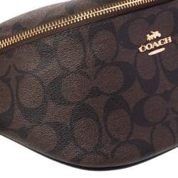 Pre Owned Coach Brown Signature Coated Canvas Belt Bag