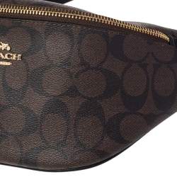 Pre Owned Coach Brown Signature Coated Canvas Belt Bag