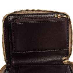 Coach Beige Signature Coated Canvas Strawberry Zip Around Wallet