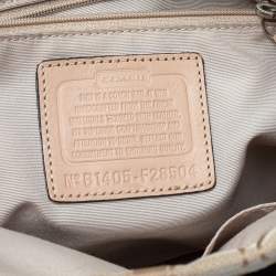 Coach Beige/Light Pink Canvas and Leather Signature Stripe Tote