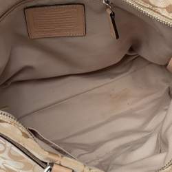 Coach Beige/Light Pink Canvas and Leather Signature Stripe Tote