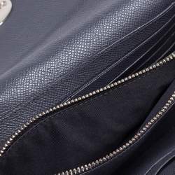 Pre Owned Coach Metallic Blue Leather Flap Chain Clutch