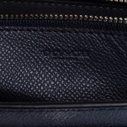 Pre Owned Coach Metallic Blue Leather Flap Chain Clutch