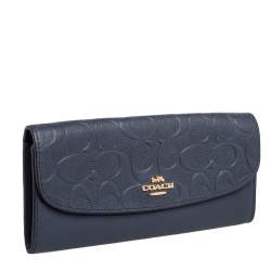 Pre Owned محفظة كونتينينتال كوتش جلد بالشعار أزرق كحلي 