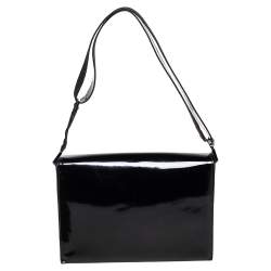 Pre Owned Gucci Black Smooth Leather Flap Shoulder Bag