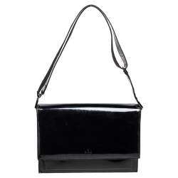 Pre Owned Gucci Black Smooth Leather Flap Shoulder Bag