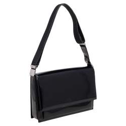 Pre Owned Gucci Black Smooth Leather Flap Shoulder Bag