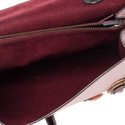 Pre Owned Coach Blush Pink Leather Allover Tea Rose Stones Parker Shoulder Bag