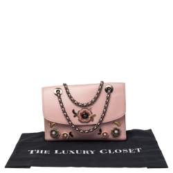 Pre Owned Coach Blush Pink Leather Allover Tea Rose Stones Parker Shoulder Bag