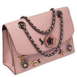 Pre Owned Coach Blush Pink Leather Allover Tea Rose Stones Parker Shoulder Bag