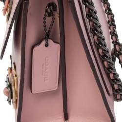 Pre Owned Coach Blush Pink Leather Allover Tea Rose Stones Parker Shoulder Bag