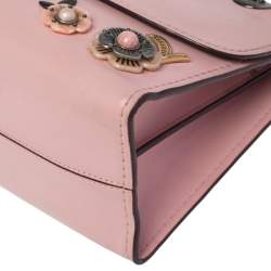 Pre Owned Coach Blush Pink Leather Allover Tea Rose Stones Parker Shoulder Bag