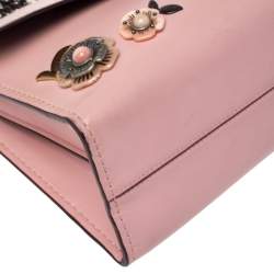 Pre Owned Coach Blush Pink Leather Allover Tea Rose Stones Parker Shoulder Bag