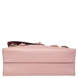 Pre Owned Coach Blush Pink Leather Allover Tea Rose Stones Parker Shoulder Bag