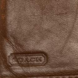 Coach Beige/Brown Signature Canvas and Leather Compact Wallet