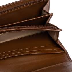 Coach Beige/Brown Signature Canvas and Leather Compact Wallet