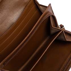 Coach Beige/Brown Signature Canvas and Leather Compact Wallet