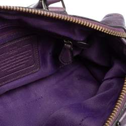 Pre Owned Coach Metallic Plum Leather Rhyder Satchel